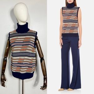 Diane von Furstenberg “Carsyn” striped sweater vest in midnight/orange combo